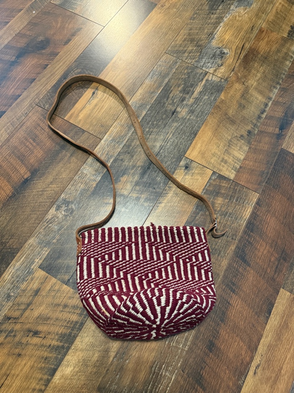 Woven Crossbody Bag in Burgundy and Cream- Kiondo Handmade in Africa